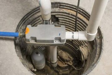 Photo of a sump pump in the sump pump pit.