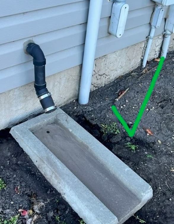 Image of an extended sump pump drainage gutter.